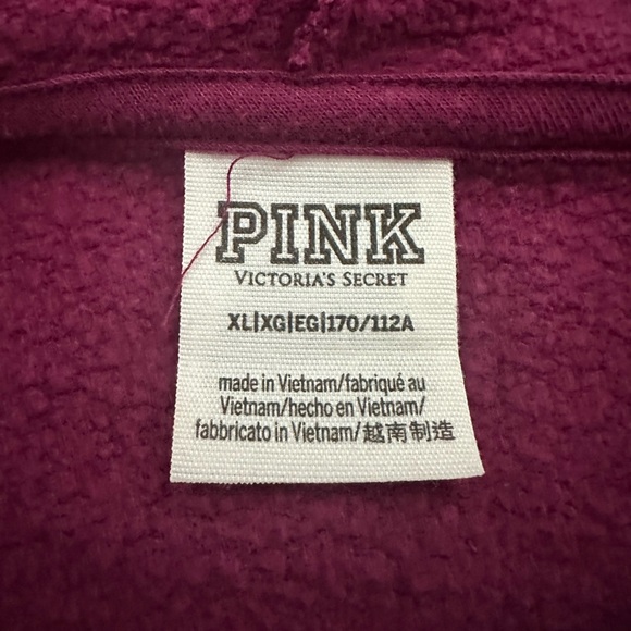 Victoria's Secret PINK Everyday Fleece Cropped Hoodie Vivid Magenta Pink Size XL - Picture 4 of 4